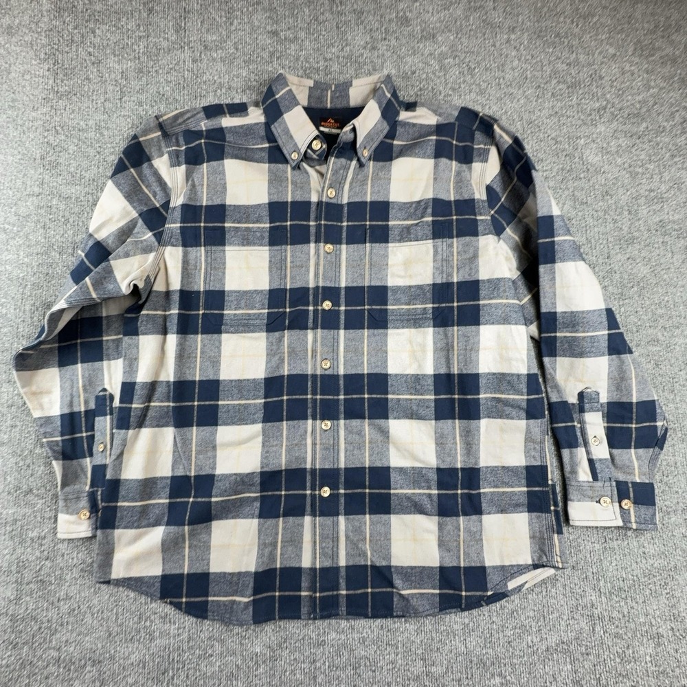 Ridgecut Shirt Mens XL Blue Gray Plaid Flannel Long Sleeve Button Up Workwear